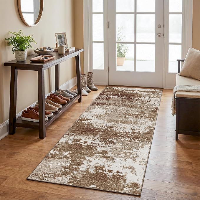 2x5 Brown Rug Runners for Hallways Kitchen Non Slip Washable Entryway Runner