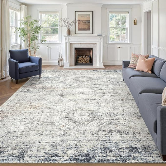 Soalmost 10x14 Area Rugs for Living Room, Non Slip Machine Washable Vintage Rugs
