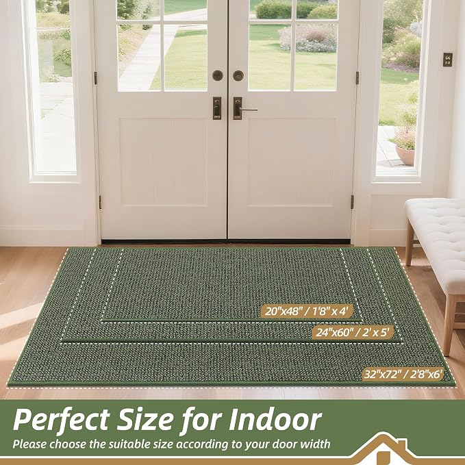 BEQHAUSE Dirt Trapper Door Mat 32" x 72", Non-Slip Washable Doormats Entrance