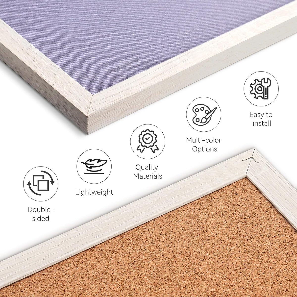 SELEAD Double-Sided Linen and Cork Bulletin Board (36"x24", Purple)