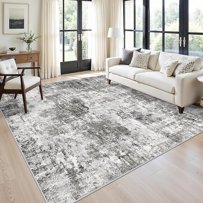 8x8 Square Area Rug Living Room – Non-Slip Washable Large Floor Carpet