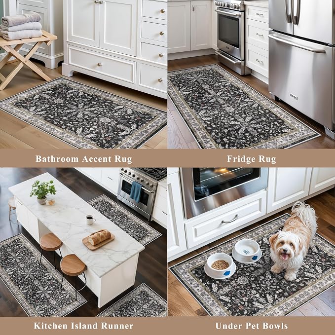 3-Piece Washable Kitchen Rug Set of 3