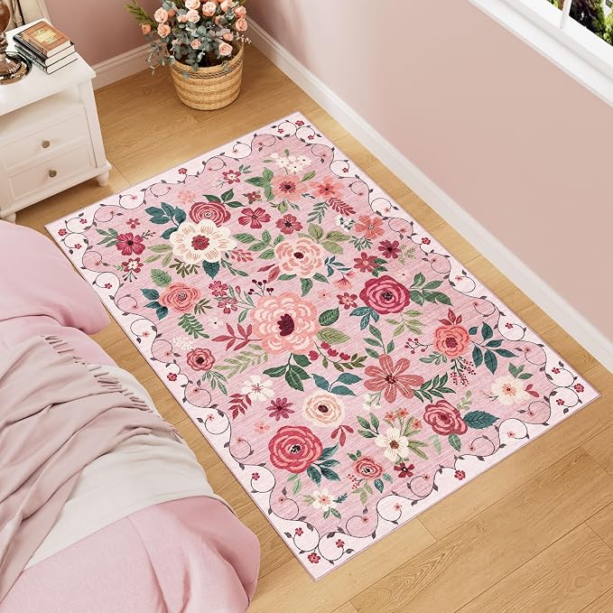 DUKINO 3x5 Area Rug, Floral Rugs