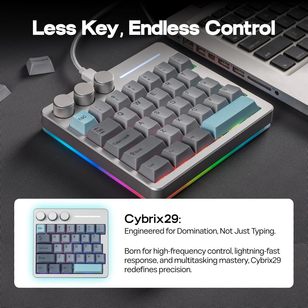 KiiBoom Cybrix 29 Rapid Fast Wired Gaming Keyboard, 8Khz Polling
