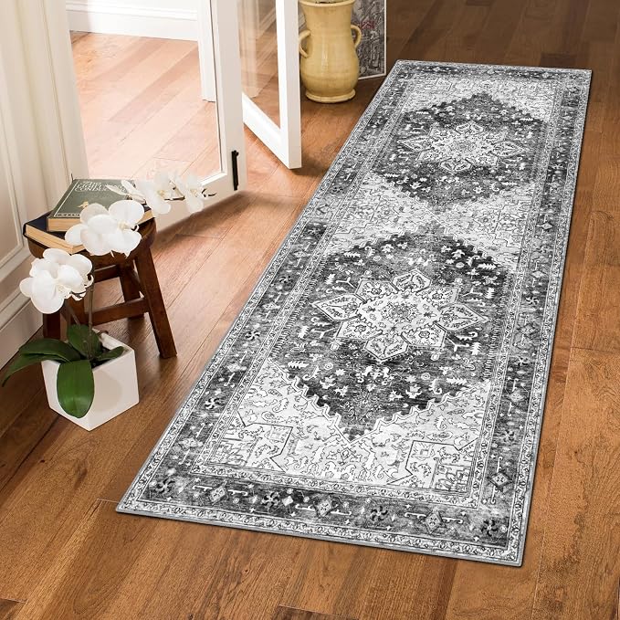 Yamaziot Washable Runner Rug, 2x5 Non-Slip Boho Vintage Hallway Rug Runner