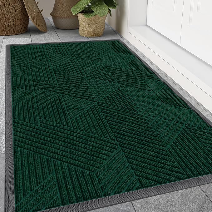 Smiry Front Door Mat Outside Entrance, Heavy Duty Sturdy Natural Rubber Doormat