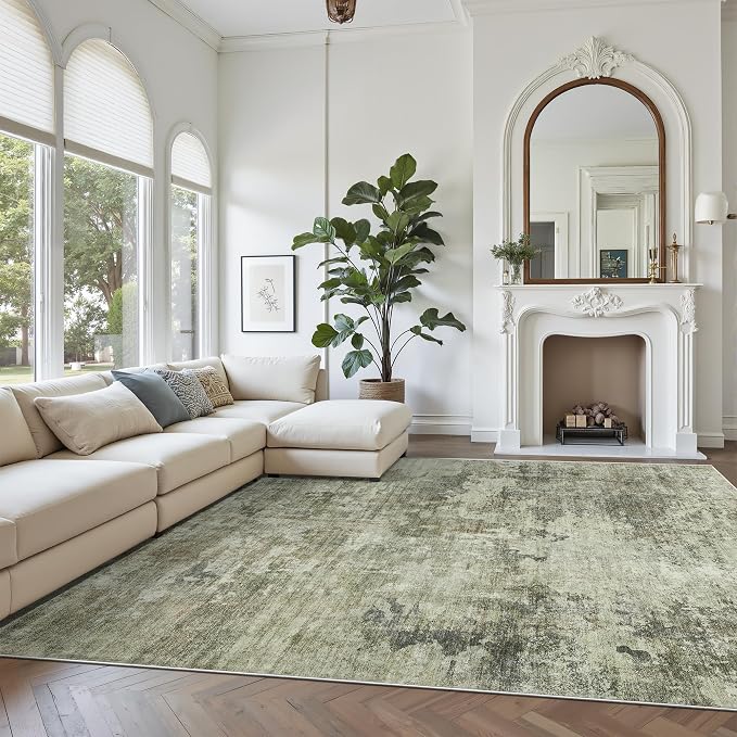 Soalmost Abstract Rug 8x10 Large Living Room Neutral Modern Washable Area Rugs