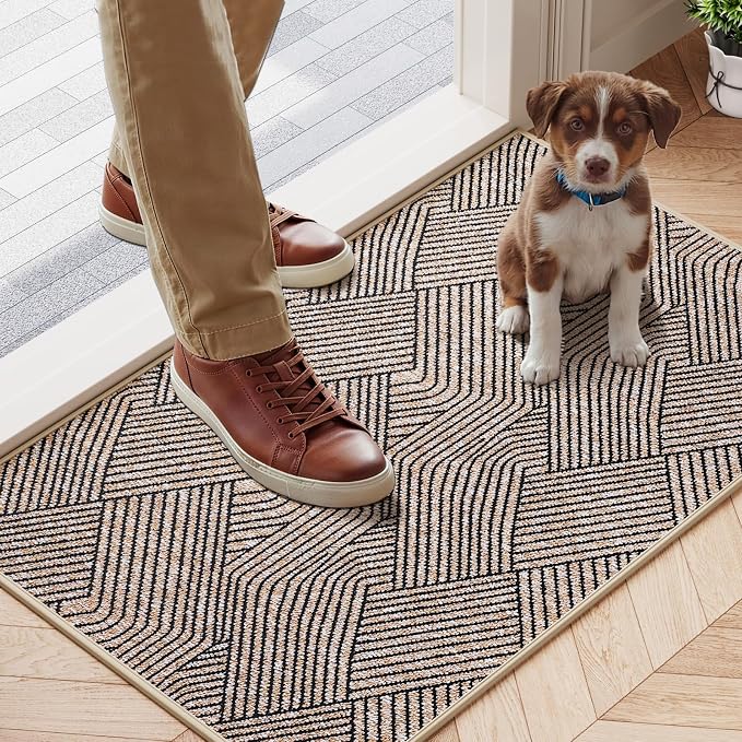 Indoor Door Mat 17"x30", Low-Profile Thin Welcome Front Door Mat Indoor Entrance