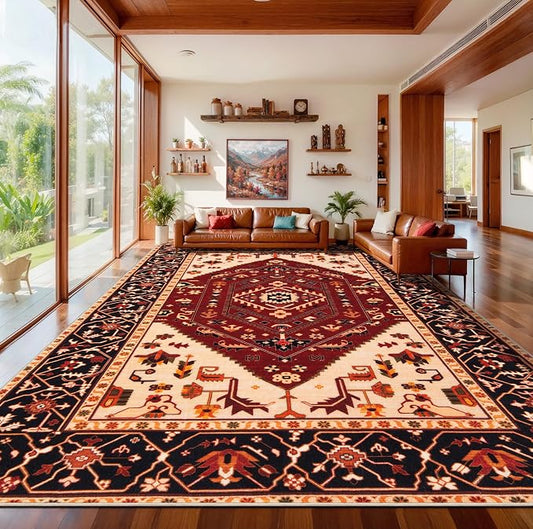 SERISSA 9x12 Area Rugs for Living Room, Large Washable Non-Slip Boho Rug