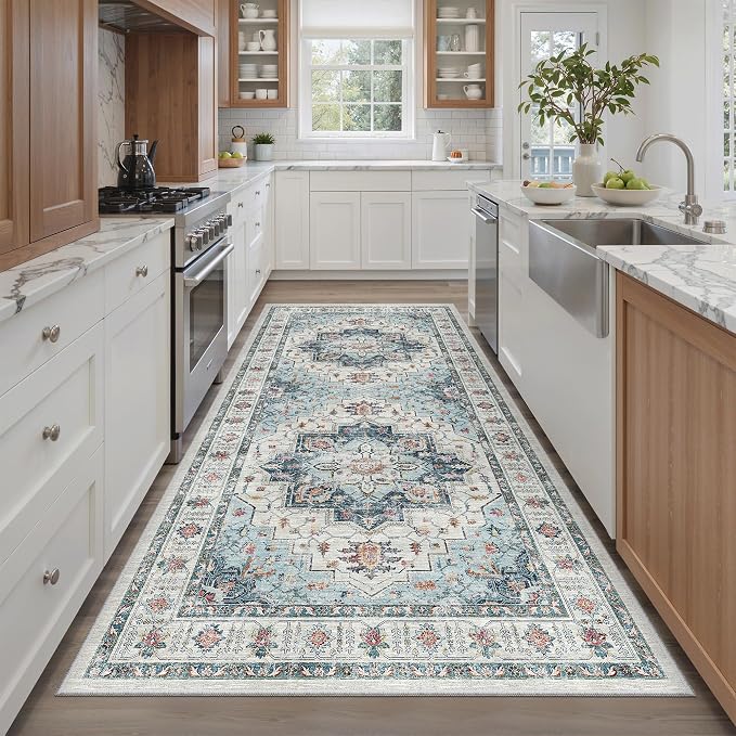 Madane Hallway Runner Rug 4x8 Wide: Washable Thin Runners