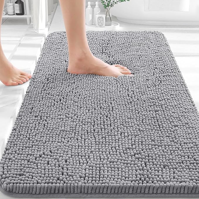 OLANLY Bathroom Rugs 36x24, Extra Soft Absorbent Chenille Bath Rugs, Rubber