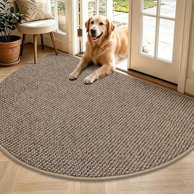 BEQHAUSE Dirt Trapper Door Mat 48" x 72" Half Circle Non Slip Washable Doormats