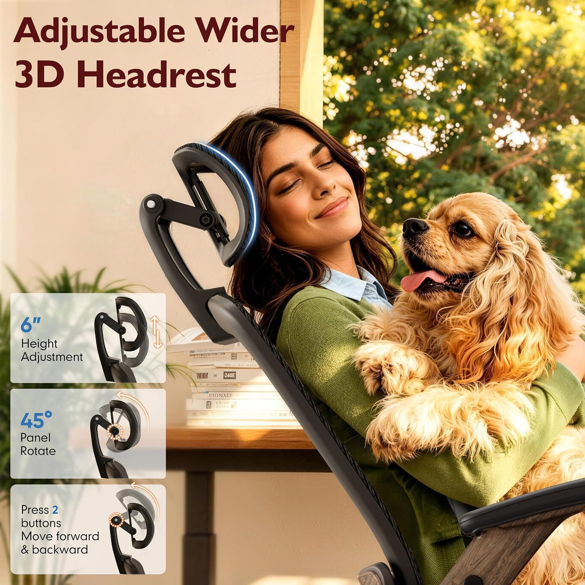 Ergonomic High-Back Office Chair with Footrest – Flip-Up Arms, 3D Headrest, 135° Recline, and Wide Mesh Seat with Lumbar Support. Rolling Swivel Task Chair for Gaming or Work, Sturdy, 300 LBS.