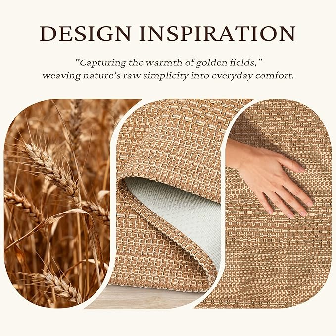 MatEssenz 2x3 Textured Washable Entry Rug, Natural Woven Low-Profile Door Mat
