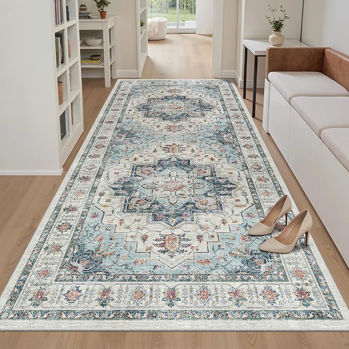 Madane Hallway Runner Rug 4x8 Wide: Washable Thin Runners