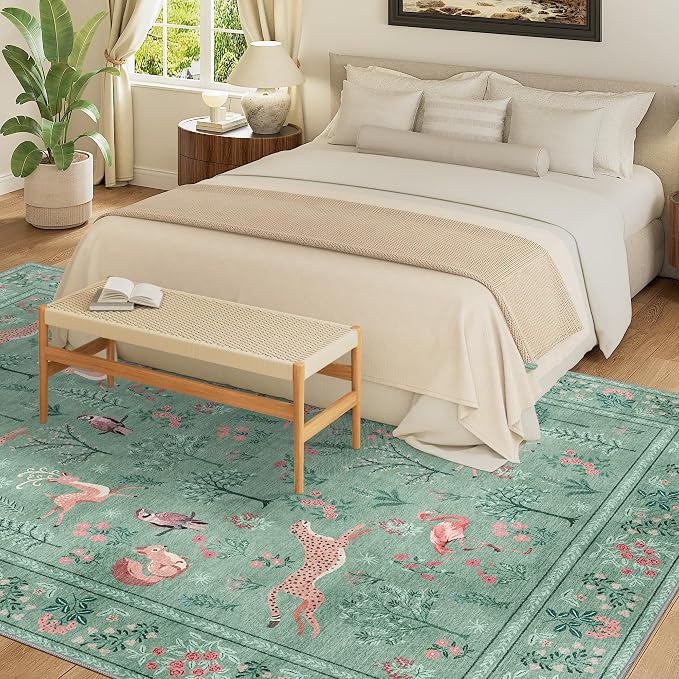 DUKINO 5x7 Rug, Washable Animal Living Room Rug