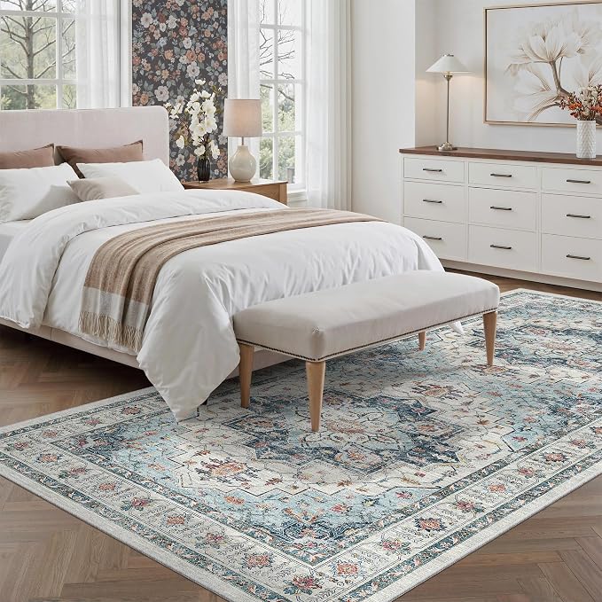 Madane Hallway Runner Rug 4x8 Wide: Washable Thin Runners