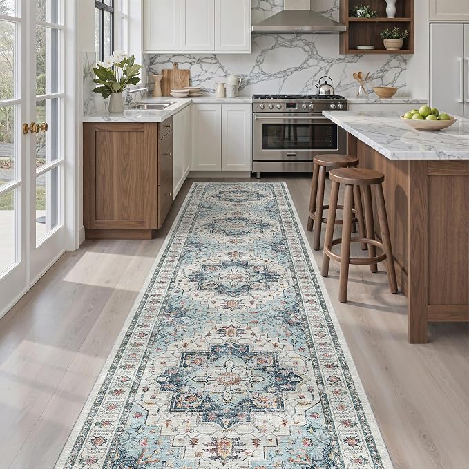 Madane Hallway Runner Rug 2'6''x12' Kitchen Runner, Non Slip Vintage Runners