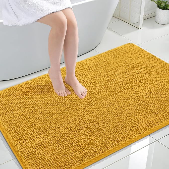 OLANLY Large Bathroom Rugs 47x32, Soft Absorbent Chenille Bath Rugs, Rubber