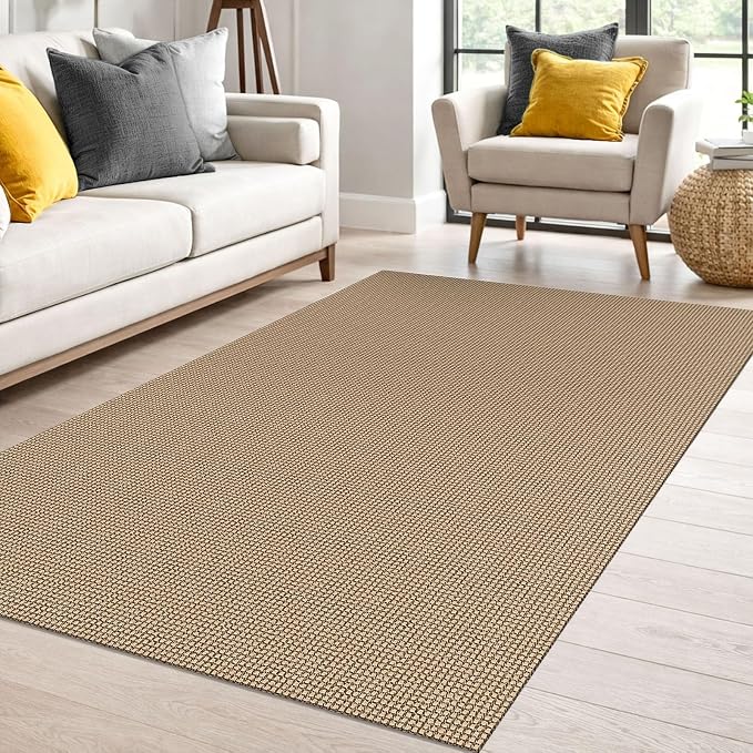 IOHOUZE Washable Area Rug 4x6 Non Slip Rubber Backed Woven Indoor Outdoor Rugs