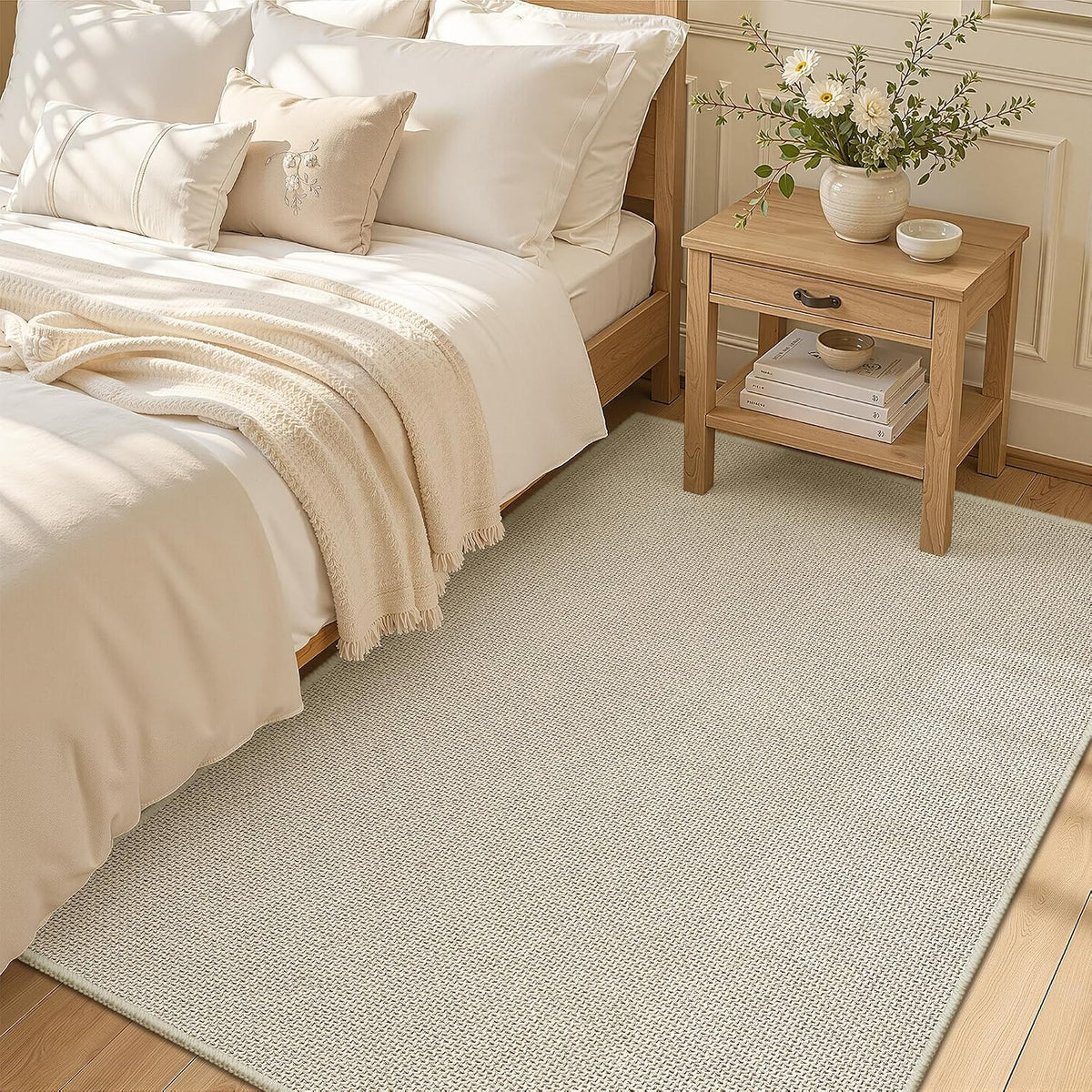 Soalmost 3x5 Washable Rug, Beige Non Slip Area Rugs for Entryway