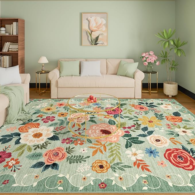 DUKINO 8x10 Area Rug, Floral Rugs
