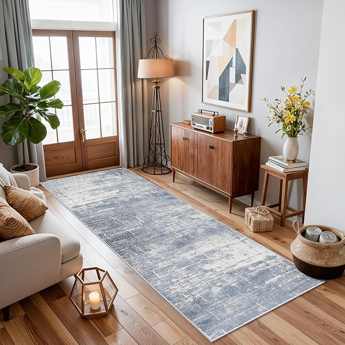 Hallway 2x8 Washable Runner Rug: Abstract Stain Resistant Kitchen Entryway Rugs