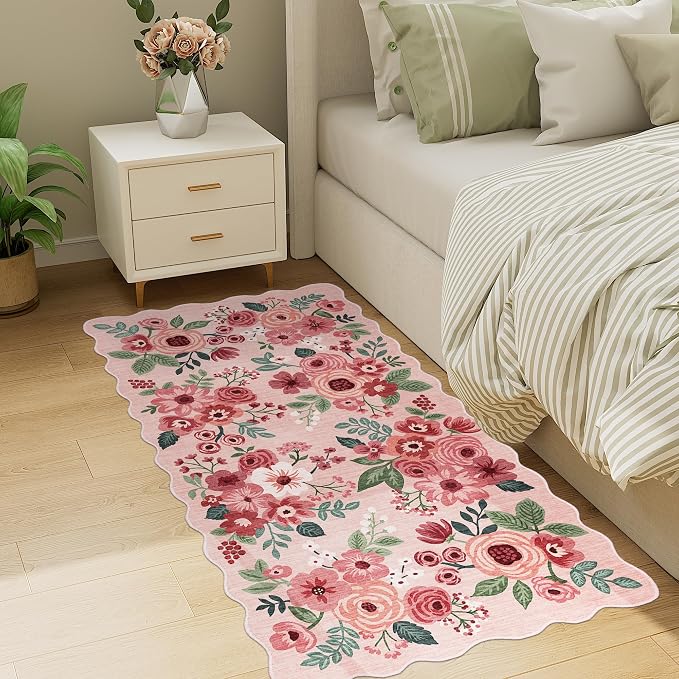 DUKINO 2x4 Washable Runner Rugs, Non Slip Floral Print Entryway Rug