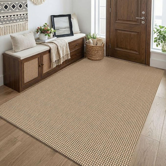 KOZYFLY Boho Washable 4x5 Entry Woven Area Rug, Braided Throw Rugs
