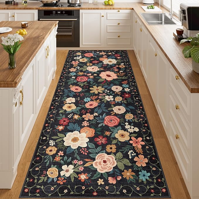 DUKINO 3x8 Runner Rug, Washable Rug