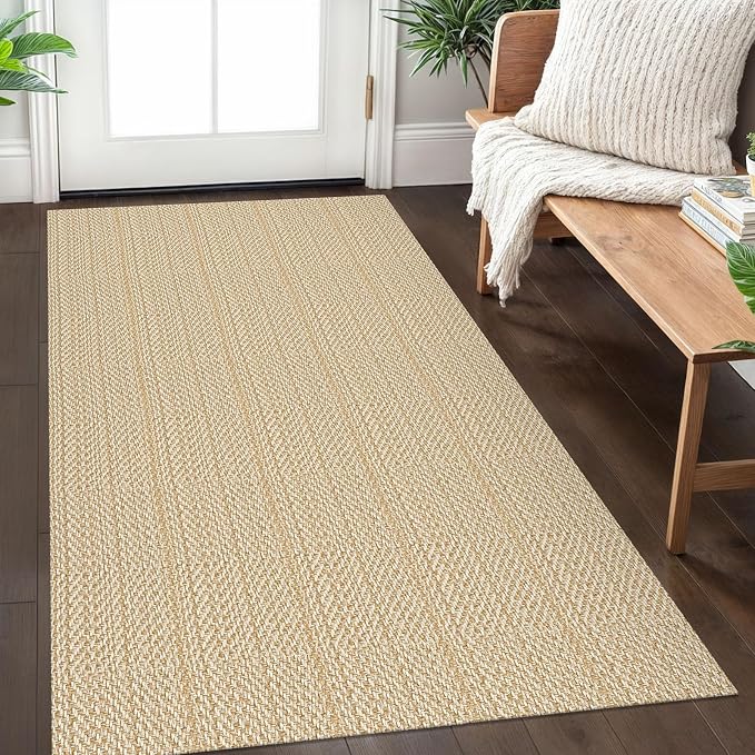 IOHOUZE Washable Area Rug 3x5 Non Slip Rubber Backed Woven Rugs
