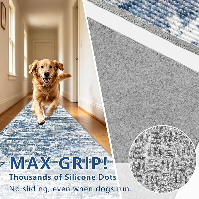 Washable Carpet Runners for Hallway 12ft-Non Slip Floor Runners for Dogs