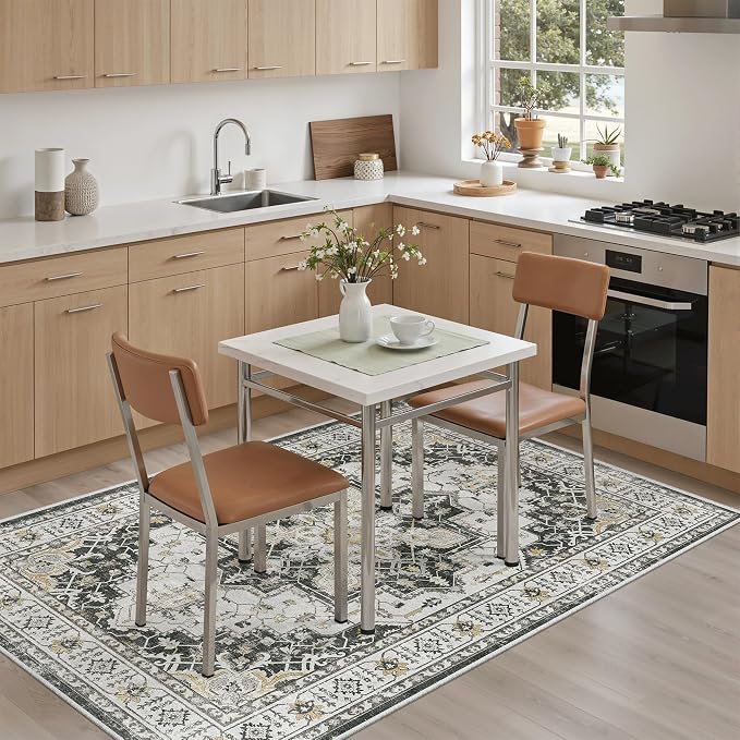 Madane Area Rug 4x6 Washable Rugs: Vintage Living Room Rug Soft Low Pile Non