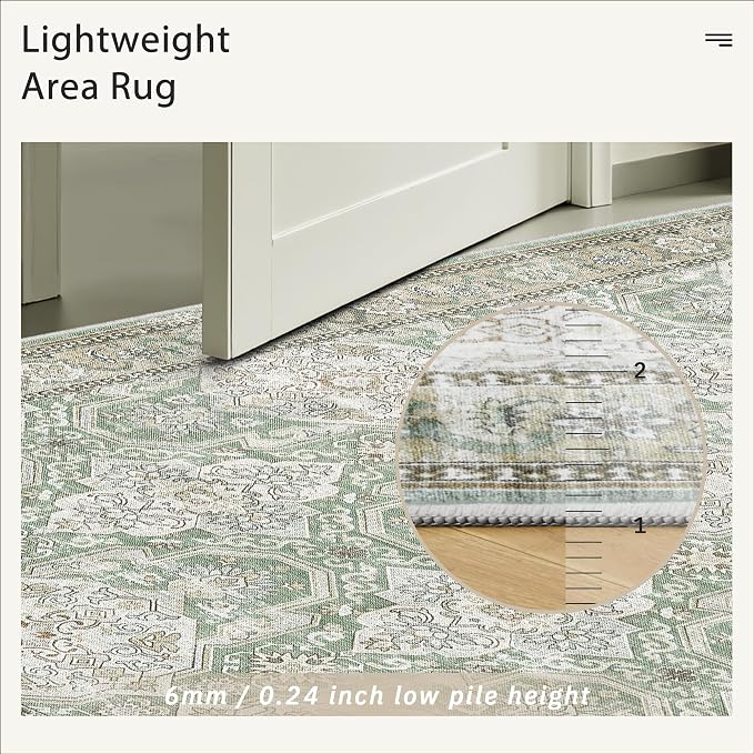 Soalmost 4x6 Area Rugs for Living Room, Vintage Washable Rugs for Dining Room