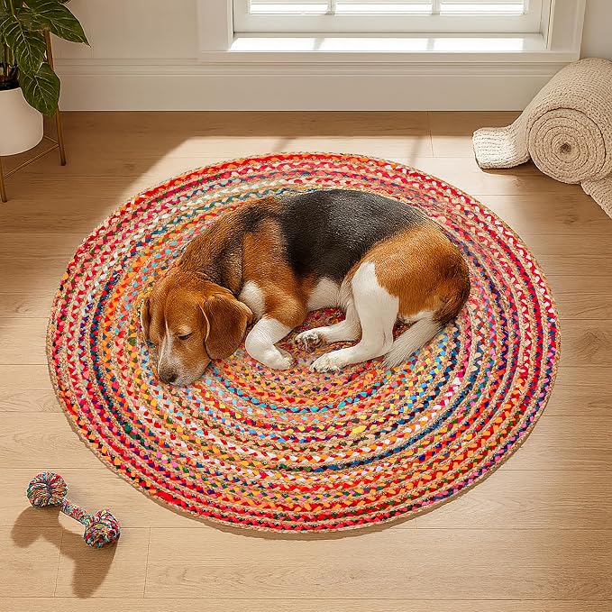 Hausattire Bohemian Braided Rug 4' Round
