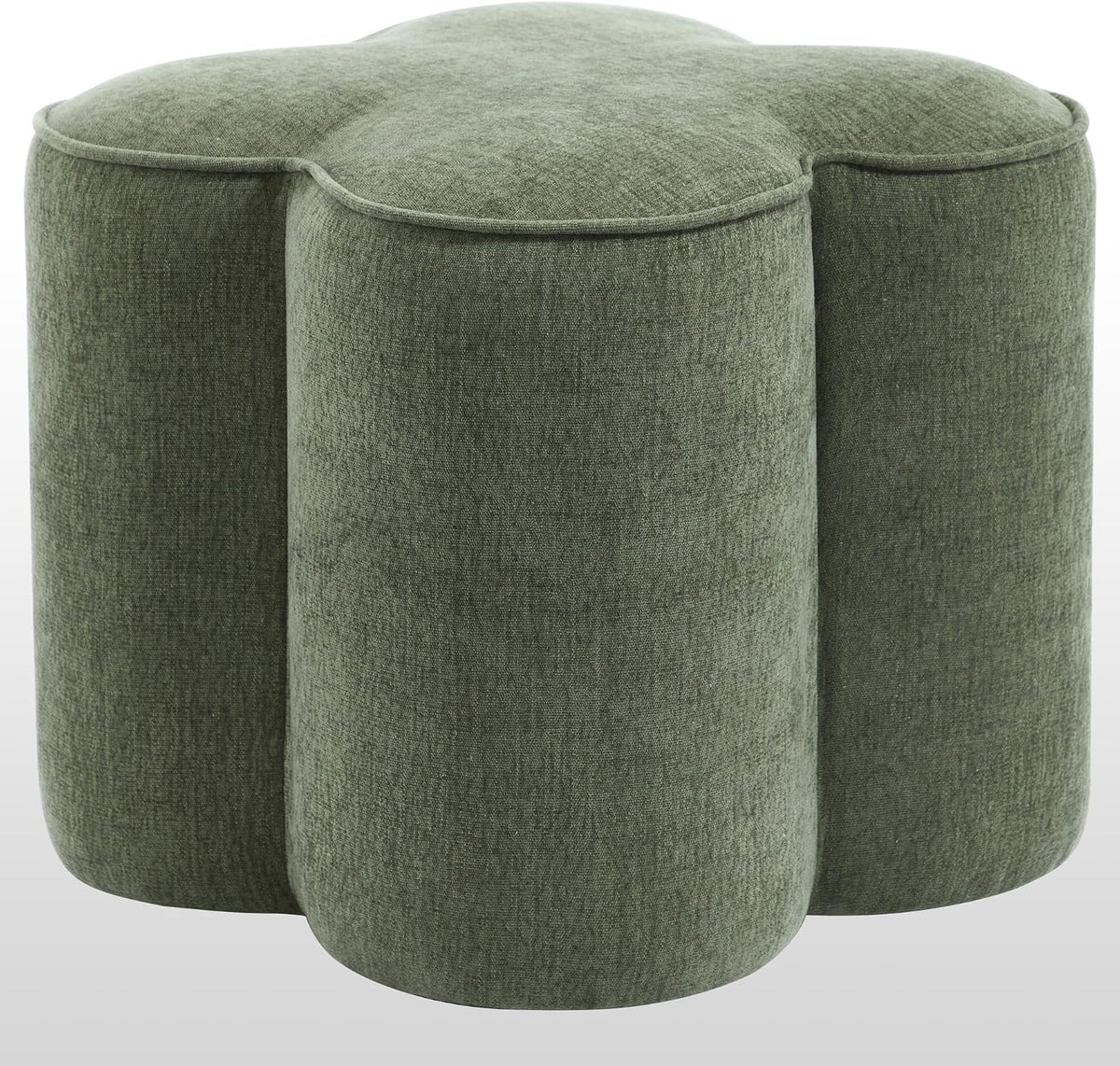 Zesthouse Flower Pouf Ottoman Foot Rest, Linen Fabric Poofy Ottoman Stool