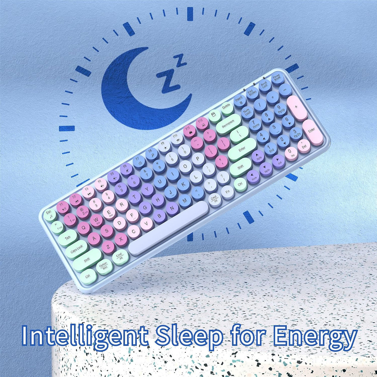 Colorful Wireless Bluetooth Keyboard (Rainbow Purple)