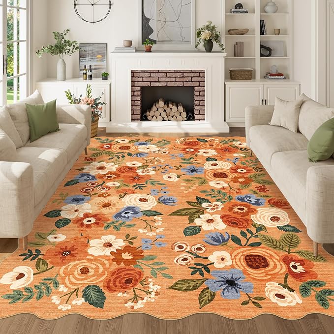 DUKINO 6x9 Area Rug, Floral Washable Rugs