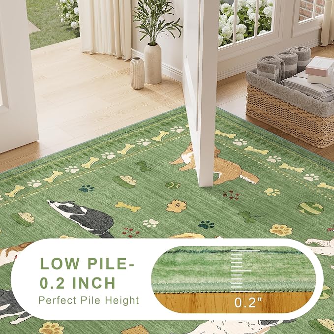 DUKINO 2x6 Washable Runner Rug for Hallway, Non Slip Animal Dog Kitchen Rug