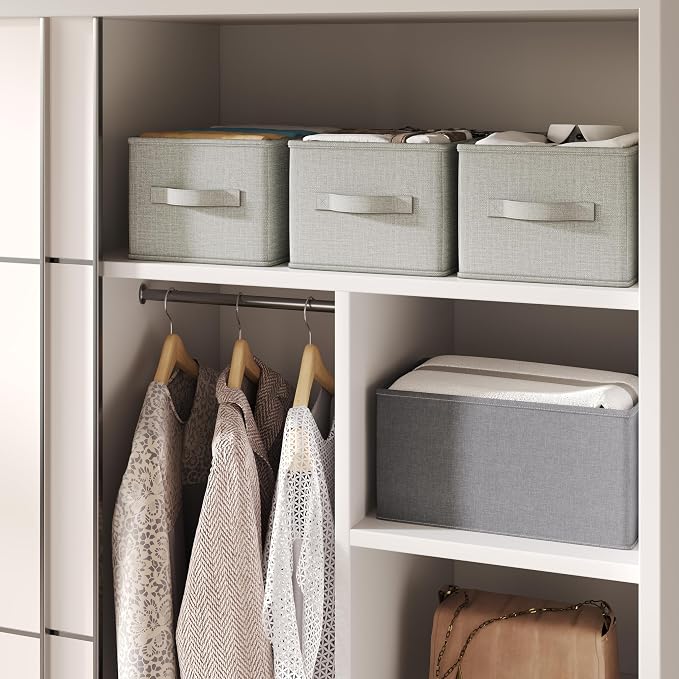 3 Pack Fabric Storage Bins for Shelves | 11.5x8.75x6.5in Closet Storage Baskets