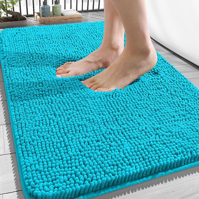 OLANLY Bathroom Rugs 34x21, Extra Soft Absorbent Chenille Bath Rugs, Rubber