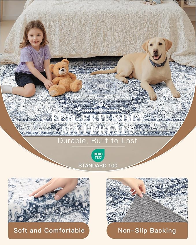Madane Washable Runner Rug 2x6, Ultra-Thin Non-Slip Non-Shedding Hallway Runner