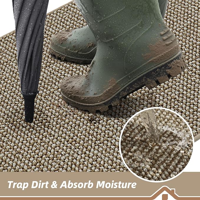 BEQHAUSE Dirt Trapper Door Mat 24" x 60", Non-Slip Washable Doormats Entrance
