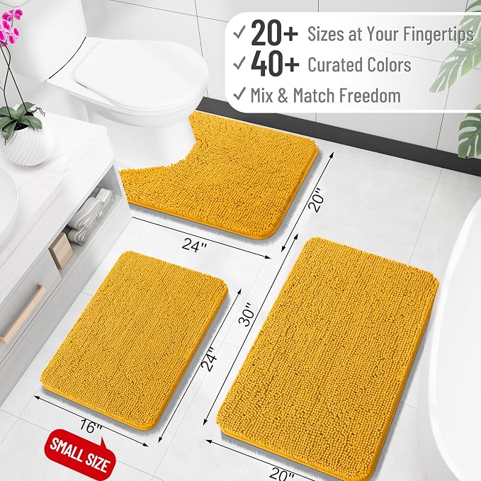OLANLY Large Bathroom Rugs 47x32, Soft Absorbent Chenille Bath Rugs, Rubber