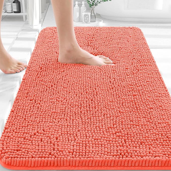 OLANLY Bathroom Rugs 30x20, Extra Soft Absorbent Chenille Bath Rugs, Rubber