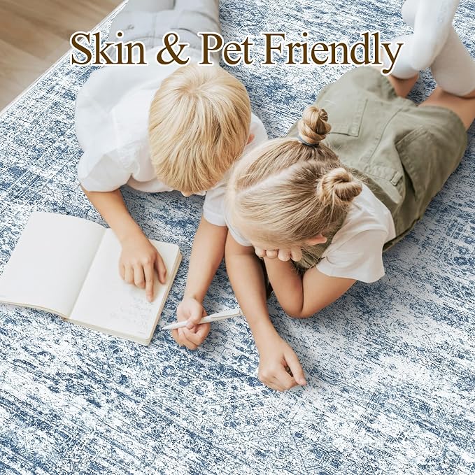 Soalmost 9x12 Area Rugs for Living Room, Non Slip Machine Washable Vintage Rugs