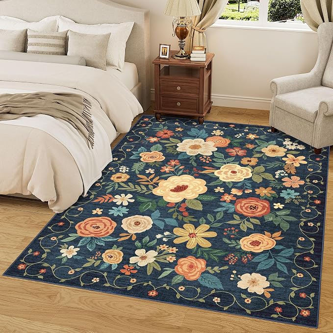 DUKINO 5x7 Area Rug, Floral Rugs