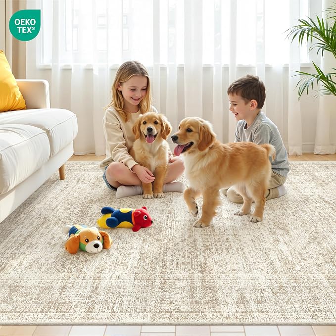 Area Rugs 4x6 for Living Room, Non-Slip Backing Small Kids Rugs for Bedroom