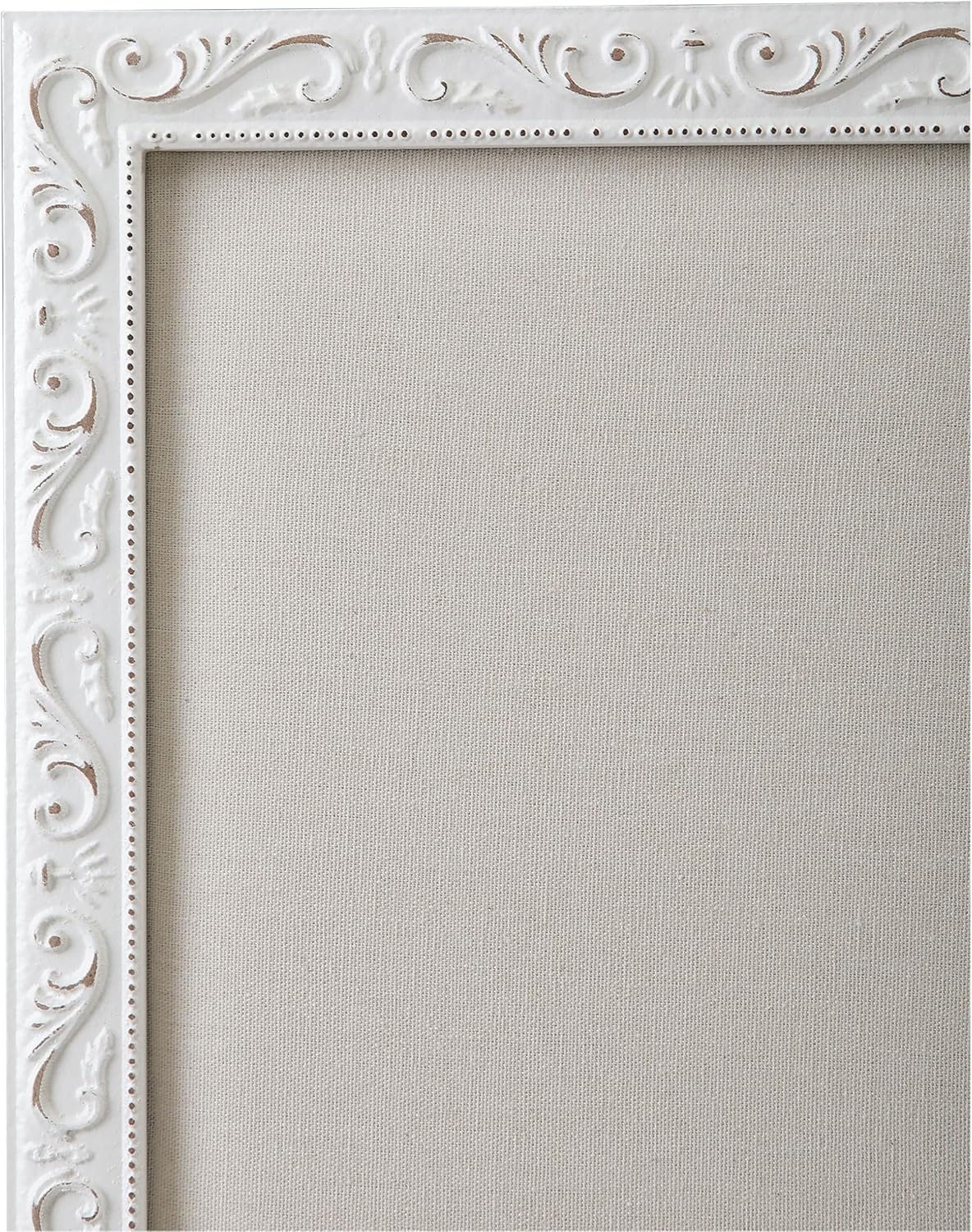 SOFE Small Linen Bulletin Board - White Wood Framed Memo Board 16 × 13 Inch
