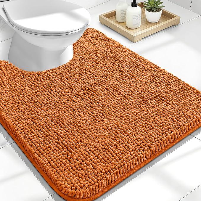 OLANLY Toilet Rugs U-Shaped 24x20, Extra Soft Absorbent Chenille Contour
